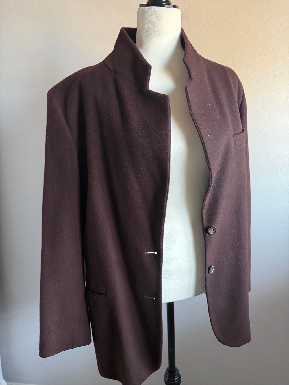 L.L. Bean women’s Dark Brown Stand-Collar Pea Coat